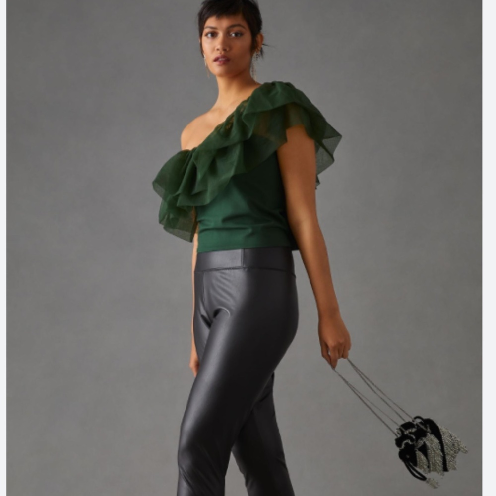 Sunday in Brooklyn One-Shoulder Ruffle Tulle Chic Glam Party Modern Trendy Top - Picture 4 of 7
